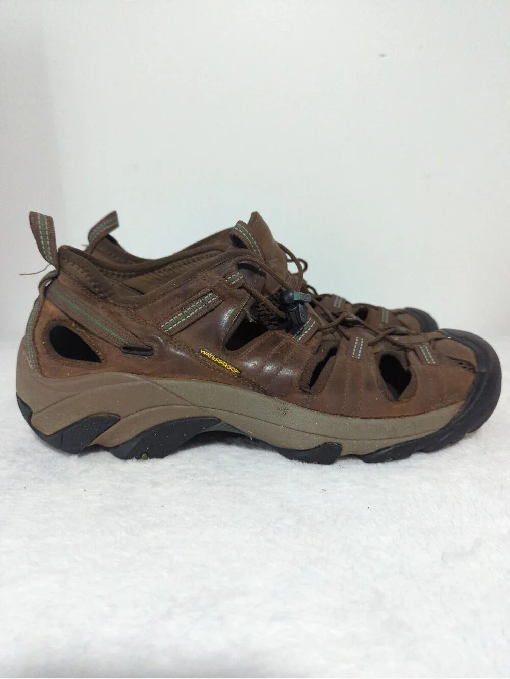 KEEN Men's Brown Leather Hiking Sandals Size 13 - Arroyo II Waterproof 1002427